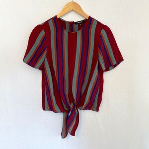 MADEWELL Women's Size XS Button Back Tie Tee in Rosalinda Stripe